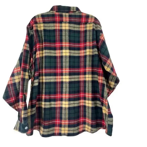 L.L.Bean Green Red Plaid 100% Cotton Flannel Button Down Women's Size 20 - Picture 5 of 11
